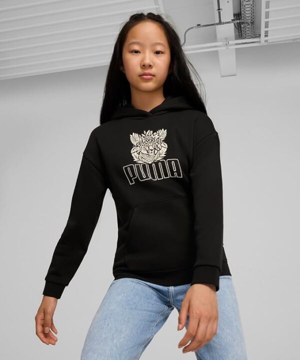 Girls' Cotton Hoodie Sweatshirt by Puma with Stylish Hooded Neck Design. - Image 5